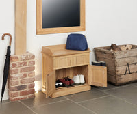 Thumbnail for Light Oak Shoe Boots Bench With Hidden Storage Base and Lift Up Lid