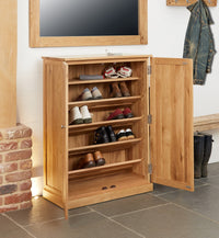 Thumbnail for Solid Light Oak Large Shoe Storage Cupboard for 18 Pairs