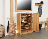 Thumbnail for Solid Light Oak Large Shoe Storage Cupboard for 18 Pairs