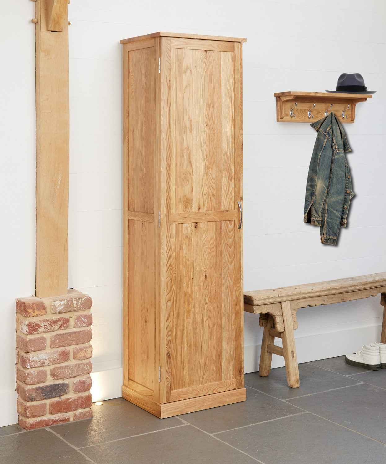 Light Oak Tall Slim Shoe Cupboard