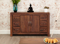 Thumbnail for Dark Wood Walnut 125cm Wide Storage Sideboard