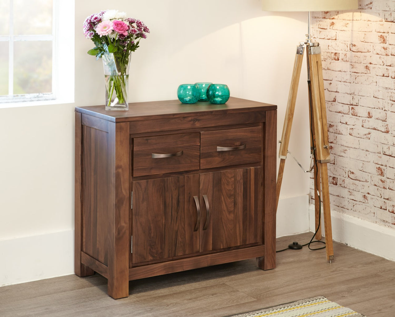 Dark Wood Walnut Small Sideboard