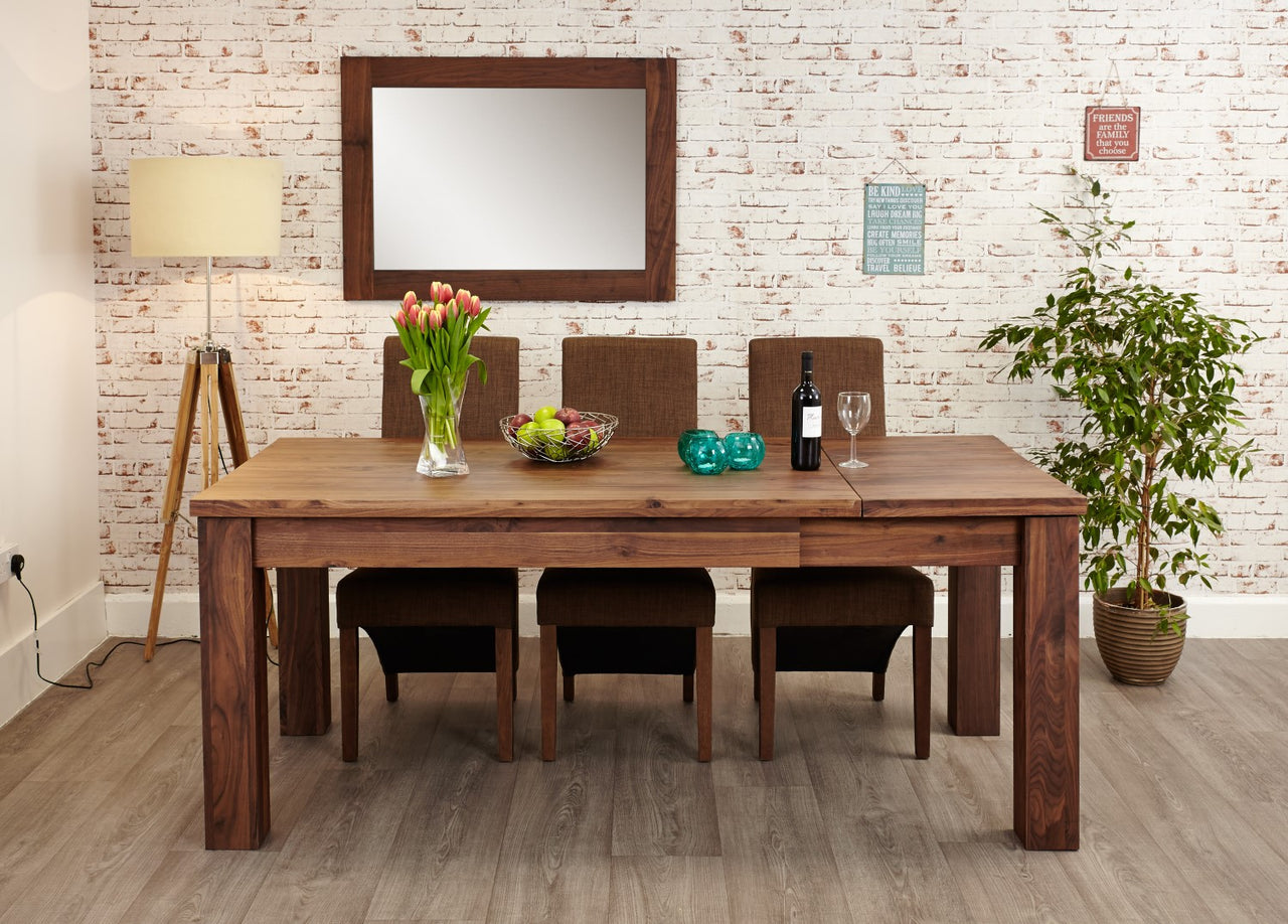 Dark Wood Walnut Extending Dining Table 6 to 8 Seater Dark Wood Finish