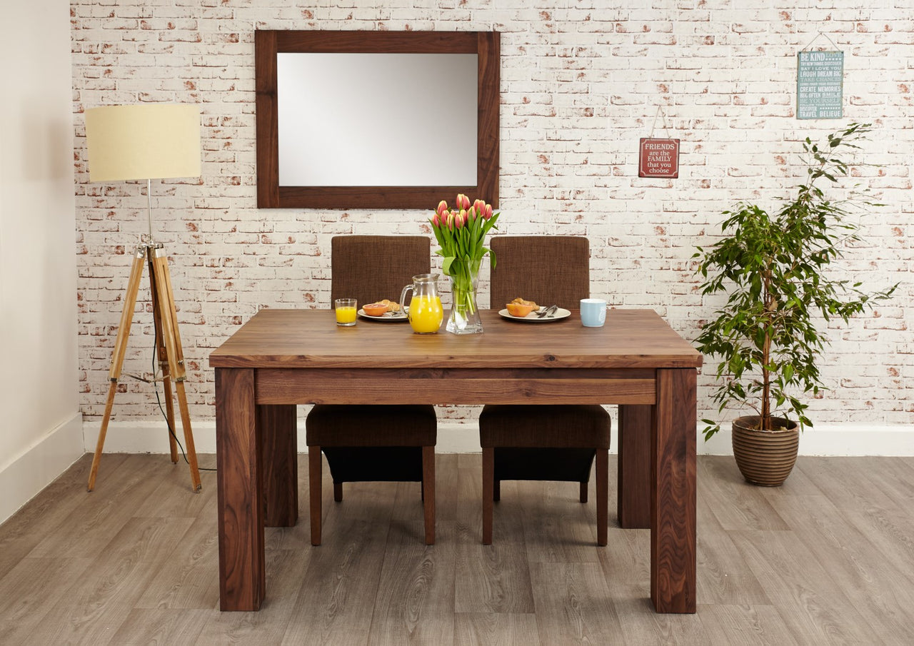 Dark Wood Walnut Extending Dining Table 6 to 8 Seater Dark Wood Finish