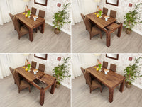 Thumbnail for Dark Wood Walnut Extending Dining Table 6 to 8 Seater Dark Wood Finish