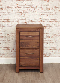 Thumbnail for Solid Walnut 2 Drawer Home Office Filing Cabinet in Dark Wood Finish