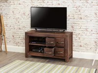 Thumbnail for Walnut Wide Screen TV Cabinet 4 Drawers Dark Wood Finish