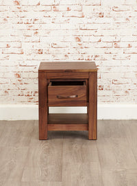 Thumbnail for Solid Walnut Lamp Bedside Table 1 Drawer With Dark Wood Finish