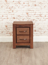 Thumbnail for Solid Walnut Lamp Bedside Table 2 Drawers in Dark Wood Finish