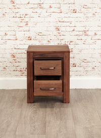 Thumbnail for Solid Walnut Lamp Bedside Table 2 Drawers in Dark Wood Finish