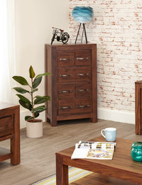 Thumbnail for Walnut DVD CD Media Storage Chest of Drawers Unit Dark Wood Finish