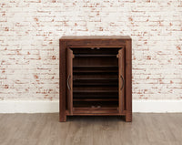 Thumbnail for Solid Walnut Shoe Cupboard 2 Doors up to 20 Pairs Dark Wood Finish