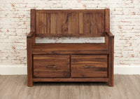 Thumbnail for Dark Wood Solid Walnut Monks Bench Shoe Storage Cupboard Base Unit