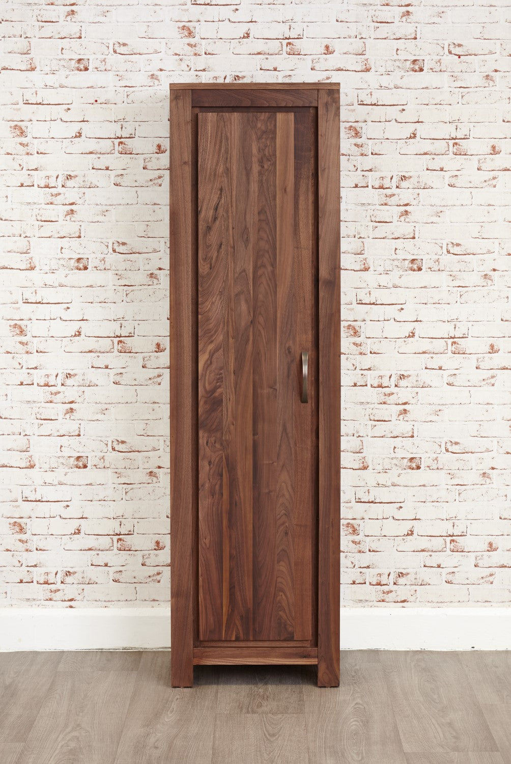 Walnut Dark Wood Tall Slim Narrow Shoe Cupboard