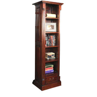 Thumbnail for Tall Narrow Slim Alcove 1 Drawer Bookcase Mahogany Traditional Dark Wood Finish