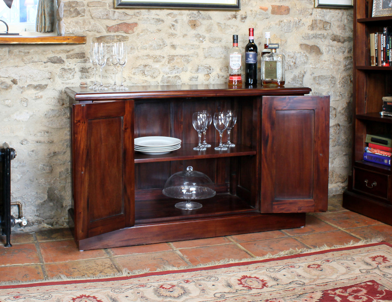 Mahogany Large Sideboard Traditional Dark Wood 6 Drawers 2 Doors