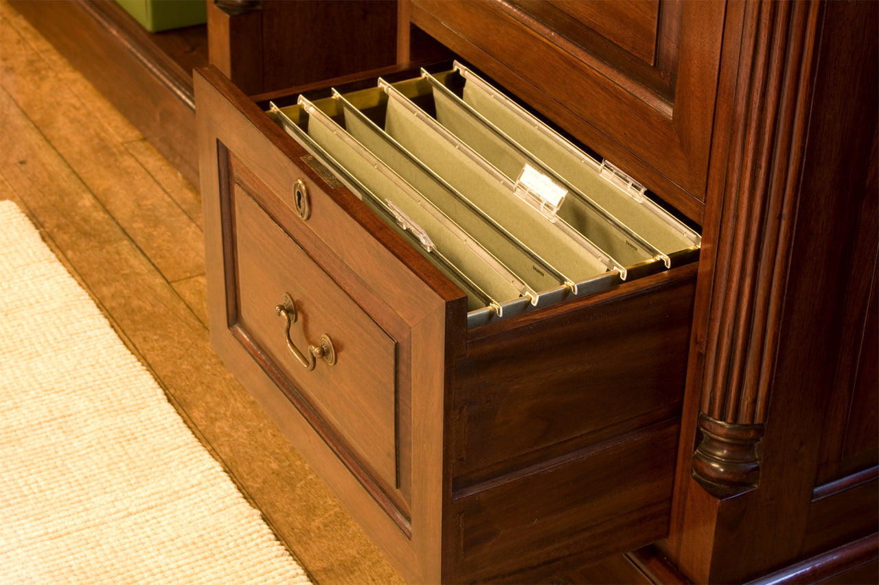 Mahogany 2 Drawer Office Filing Cabinet Traditional Dark Wood Finish