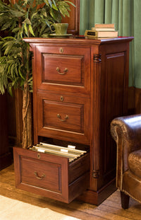 Thumbnail for Mahogany 3 Drawer Office Filing Cabinet Traditional Dark Wood Finish