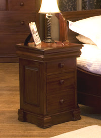 Thumbnail for Mahogany 4 Drawer Lamp Bedside Table Traditional Dark Wood Finish