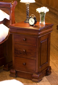 Thumbnail for Mahogany 4 Drawer Lamp Bedside Table Traditional Dark Wood Finish