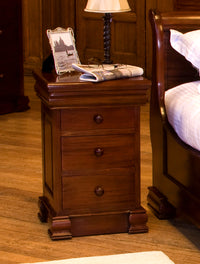 Thumbnail for Mahogany 4 Drawer Lamp Bedside Table Traditional Dark Wood Finish