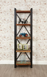 Thumbnail for Slim Tall Narrow Alcove Bookcase Rustic Painted Metal Frame