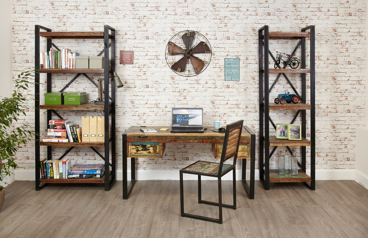 200cm Tall Rustic Large Bookcase Painted Open Wall Shelving Unit