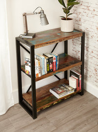 Thumbnail for Rustic Low Open Bookcase Painted Reclaimed Shelving Display Unit