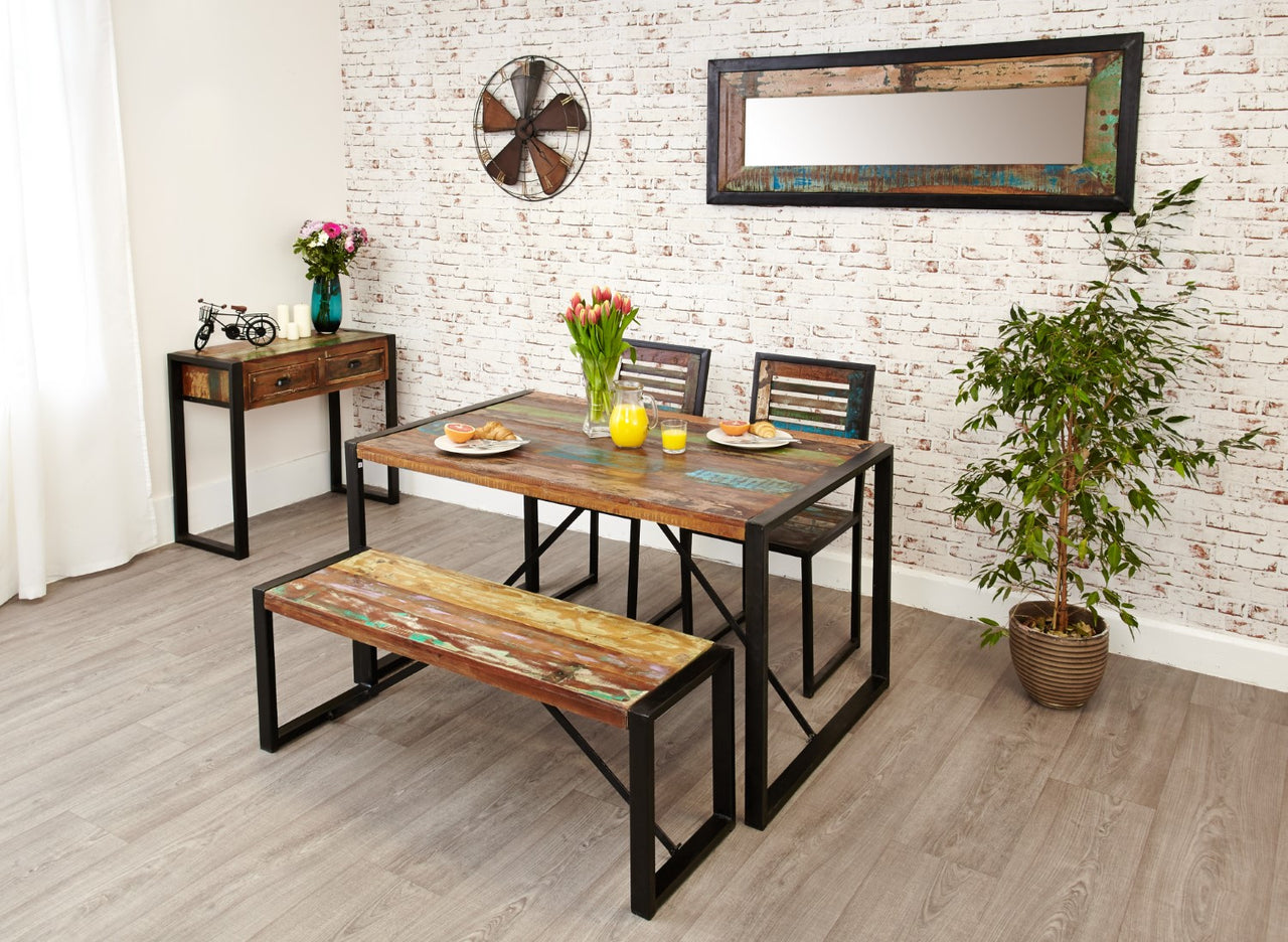 Rustic Console Table Painted Steel Framed and 2 Drawers