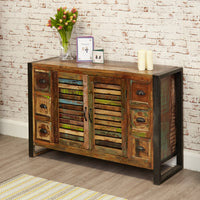 Thumbnail for Large Sideboard 6 Drawers 2 Doors Rustic Reclaimed Wood Urban 125cm Wide