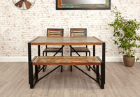 Thumbnail for Rustic Small Dining Bench Painted Black Metal Frame