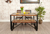 Thumbnail for Rustic Small Dining Bench Painted Black Metal Frame