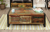 Thumbnail for Rustic Painted Wood Large Storage Coffee Table