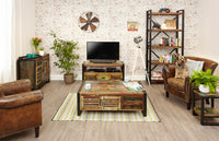 Thumbnail for Rustic Painted Wood Large Storage Coffee Table