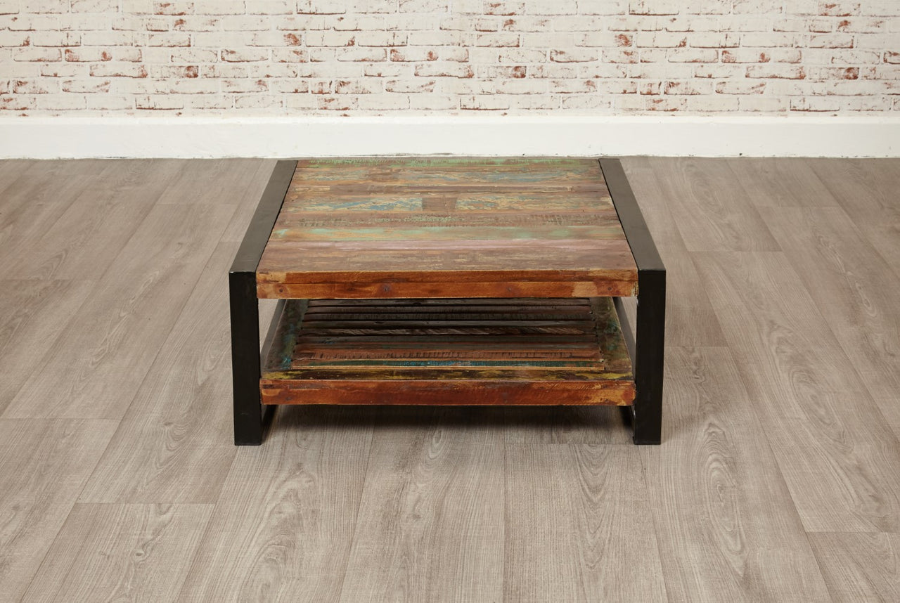 Reclaimed Painted Wood 80cm Square Coffee Table