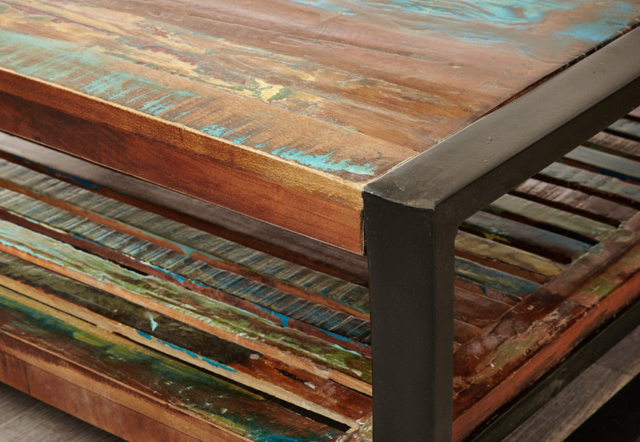 Reclaimed Painted Wood 80cm Square Coffee Table