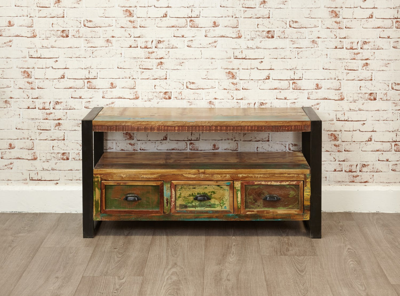 Rustic Painted Reclaimed Wood Widescreen TV Cabinet