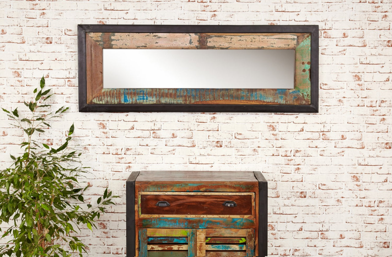 Large Rustic Painted Wall Mirror Reclaimed Rectangular