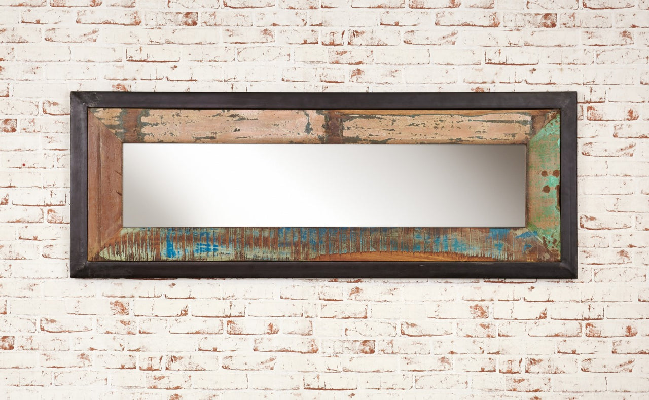 Large Rustic Painted Wall Mirror Reclaimed Rectangular