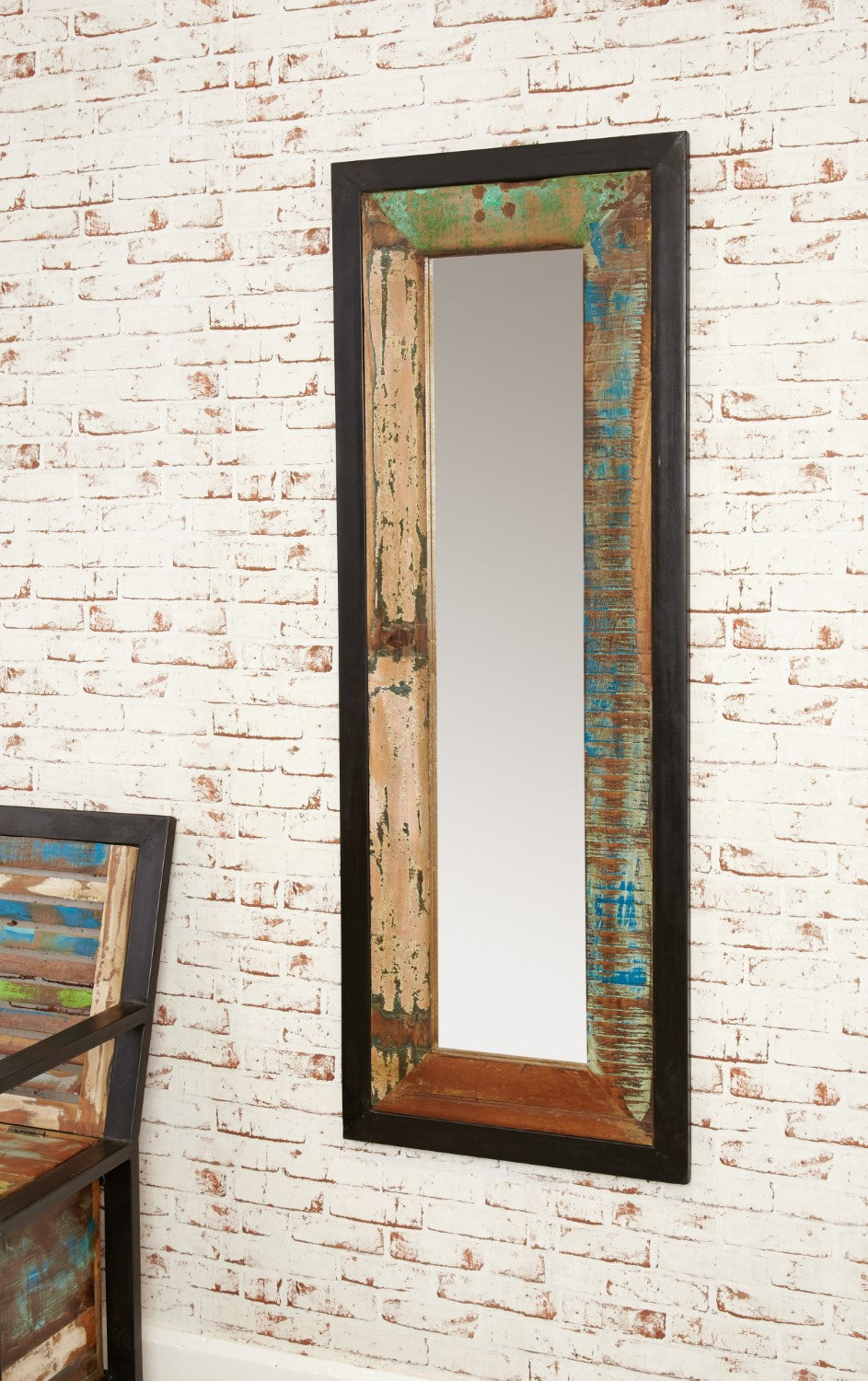 Large Rustic Painted Wall Mirror Reclaimed Rectangular