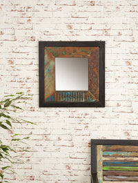 Thumbnail for 60cm Square Rustic Painted Wall Mirror Reclaimed Timbers