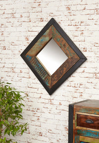 Thumbnail for 60cm Square Rustic Painted Wall Mirror Reclaimed Timbers