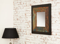 Thumbnail for 60cm Square Rustic Painted Wall Mirror Reclaimed Timbers