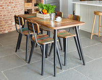 Thumbnail for Rustic Painted Small Rectangular Dining Table Urban Chic Industrial Black Legs