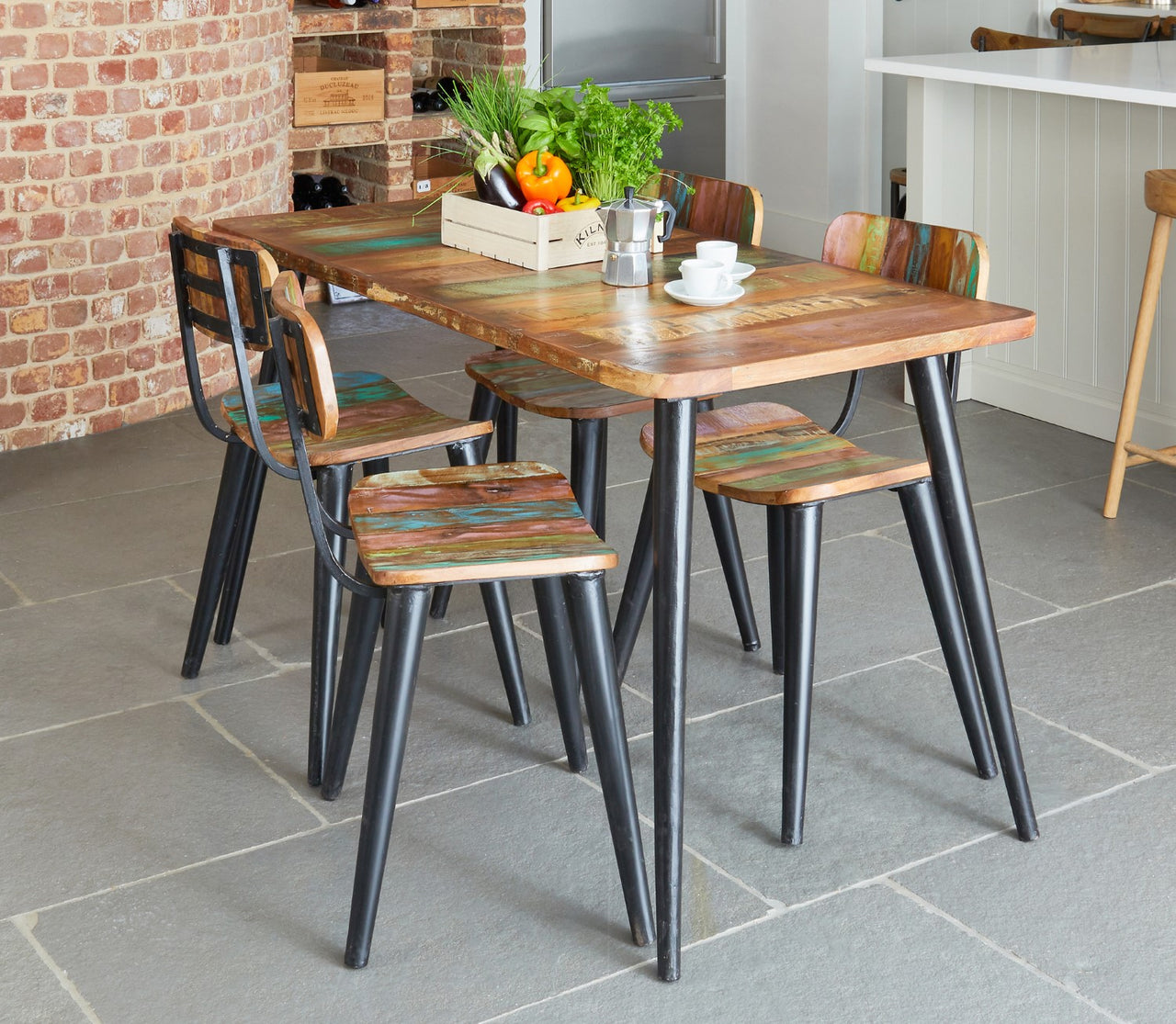 Rustic Painted Dining Table Urban Chic Black Legs