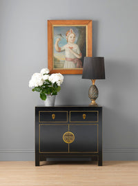 Thumbnail for Chinese Painted Black and Gilt Wooden Small 2 Door 2 Drawer Sideboard Cupboard