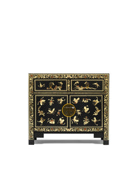 Thumbnail for Chinese Oriental Gold Art Painted Black Sideboard 2 Doors and Drawers