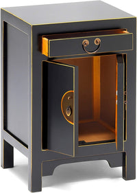 Thumbnail for Chinese Black Painted High Gloss and Gilt Small Cabinet 2 Doors 1 Drawer