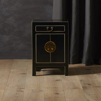 Thumbnail for Chinese Black Painted High Gloss and Gilt Small Cabinet 2 Doors 1 Drawer