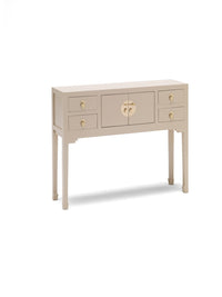 Thumbnail for Chinese Oyster Grey Painted Large 100cm Console Table 2 Doors 4 Drawers